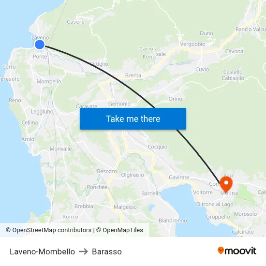 Laveno-Mombello to Barasso map