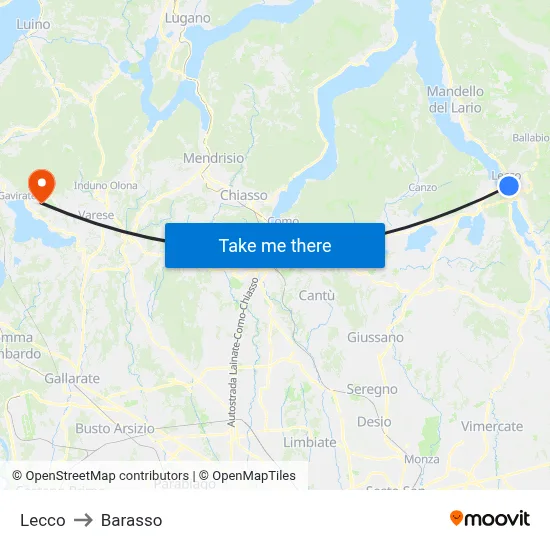 Lecco to Barasso map