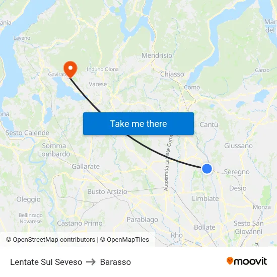 Lentate Sul Seveso to Barasso map