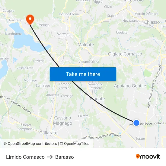 Limido Comasco to Barasso map