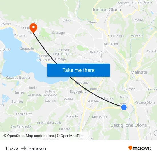 Lozza to Barasso map