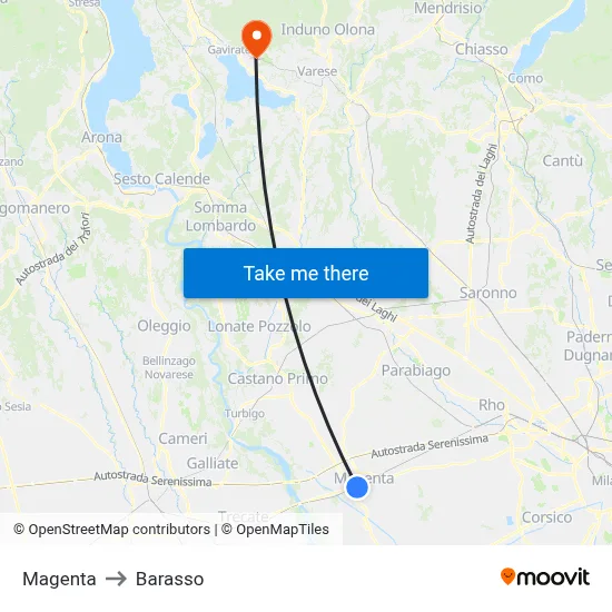 Magenta to Barasso map