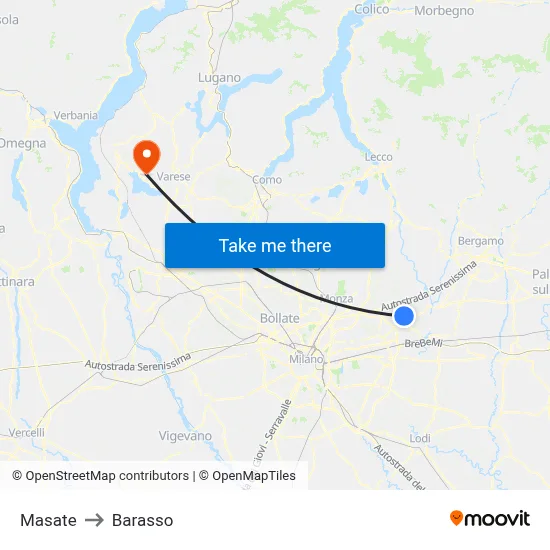 Masate to Barasso map