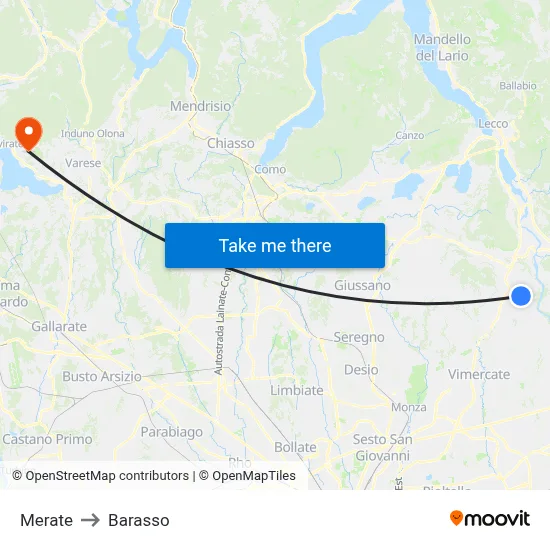 Merate to Barasso map