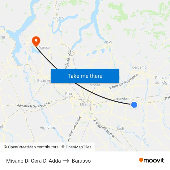 Misano di Gera d'Adda to Barasso map