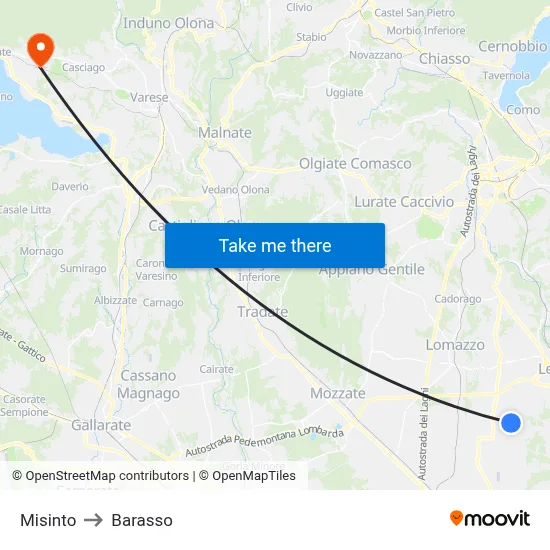 Misinto to Barasso map