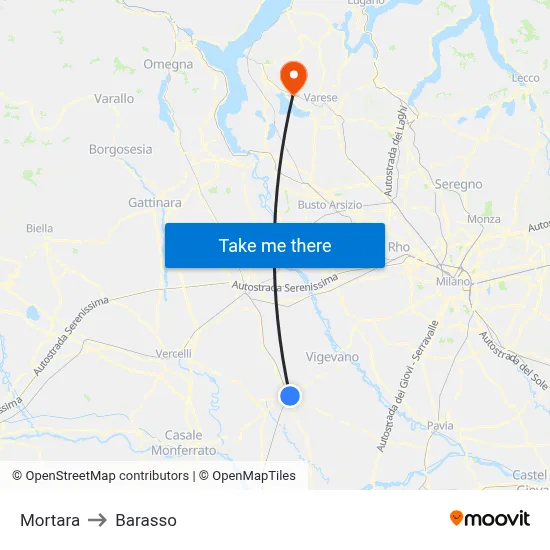 Mortara to Barasso map