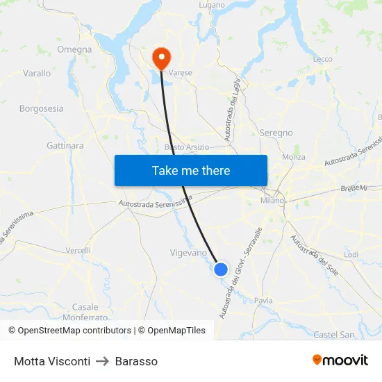 Motta Visconti to Barasso map