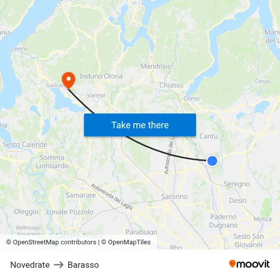 Novedrate to Barasso map