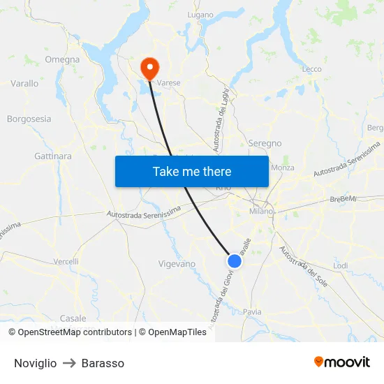 Noviglio to Barasso map
