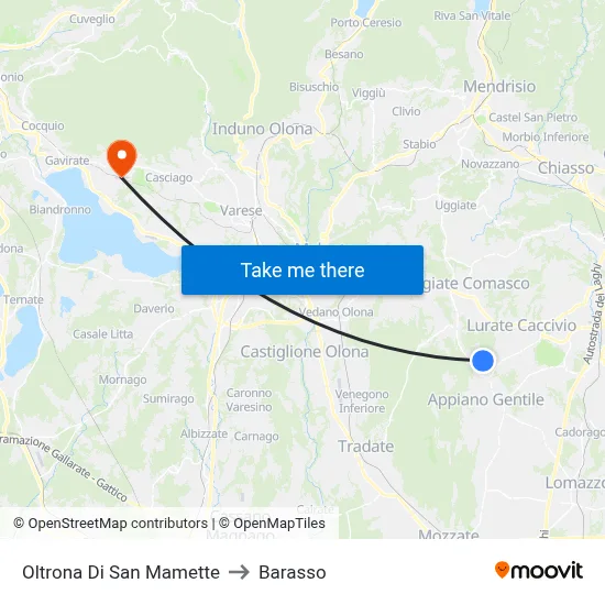 Oltrona di San Mamette to Barasso map