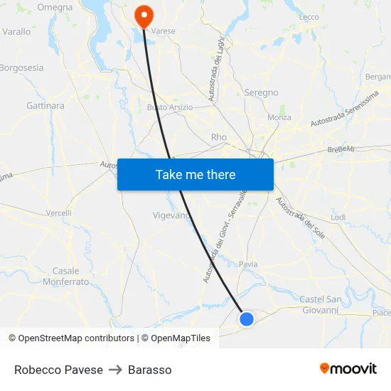 Robecco Pavese to Barasso map