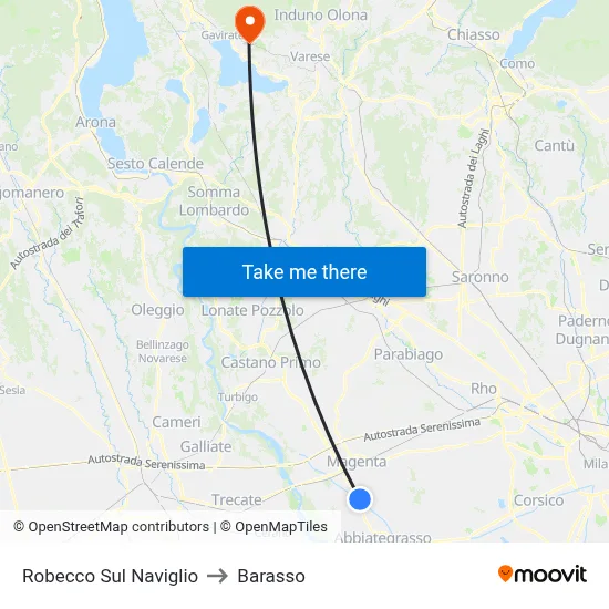 Robecco Sul Naviglio to Barasso map