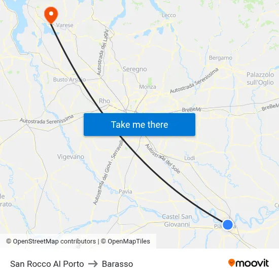 San Rocco Al Porto to Barasso map