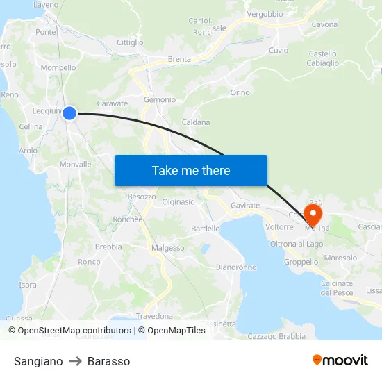 Sangiano to Barasso map