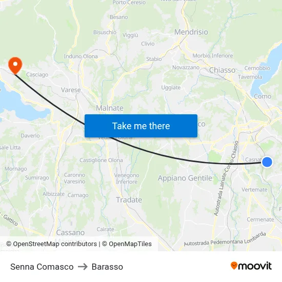 Senna Comasco to Barasso map