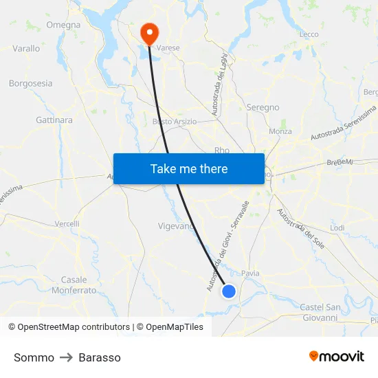 Sommo to Barasso map