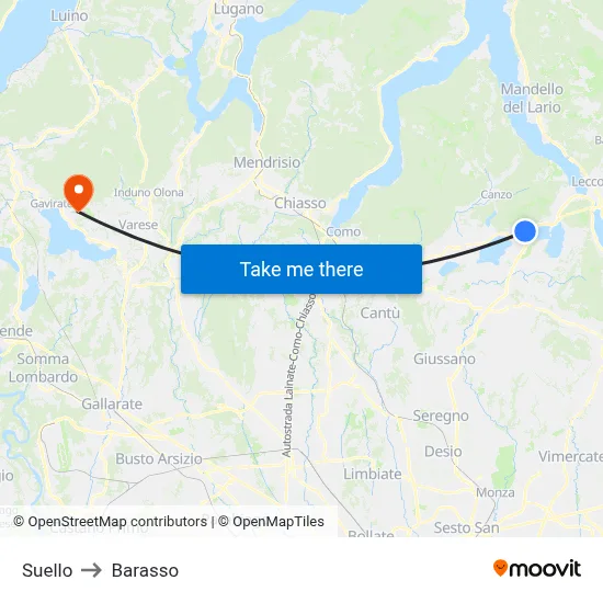 Suello to Barasso map