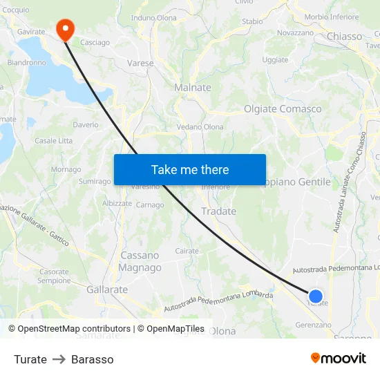 Turate to Barasso map