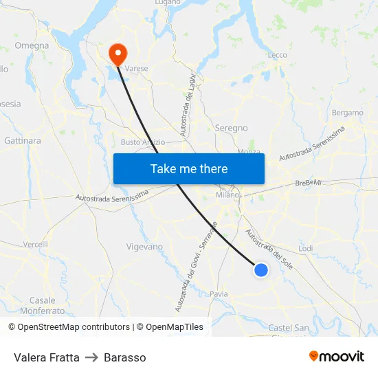 Valera Fratta to Barasso map