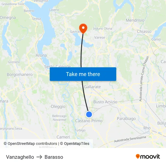 Vanzaghello to Barasso map