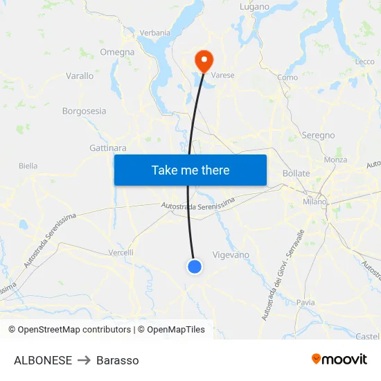 Albonese to Barasso map