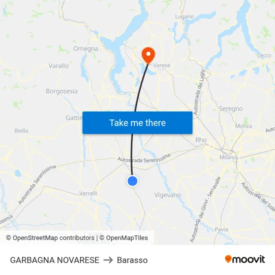 Garbagna Novarese to Barasso map