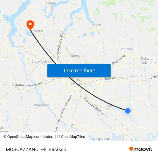 Moscazzano to Barasso map