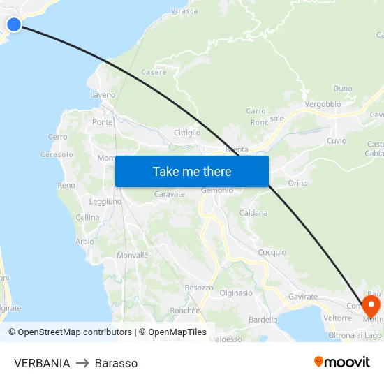 Verbania to Barasso map