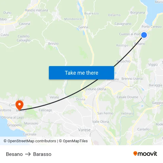 Besano to Barasso map