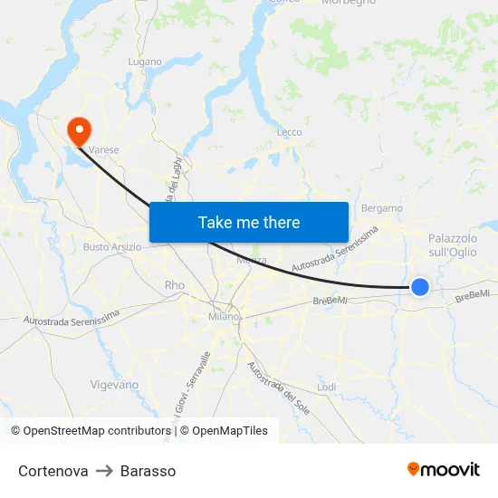 Cortenova to Barasso map