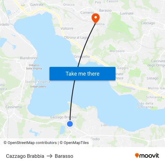 Cazzago Brabbia to Barasso map