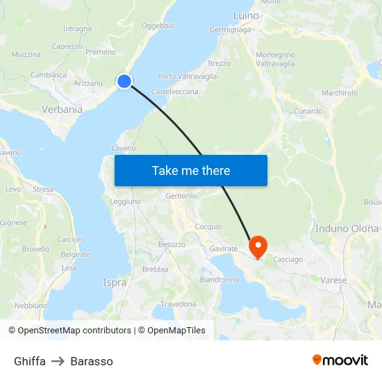 Ghiffa to Barasso map
