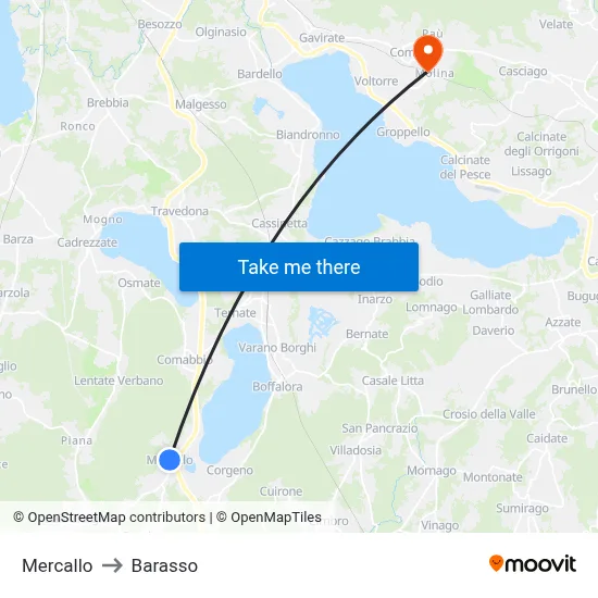 Mercallo to Barasso map