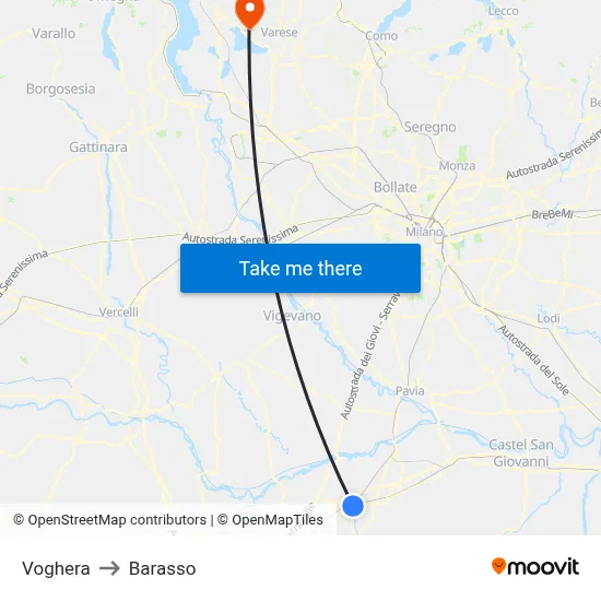 Voghera to Barasso map