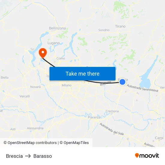 Brescia to Barasso map