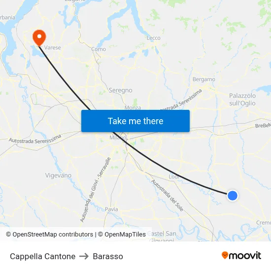 Cappella Cantone to Barasso map