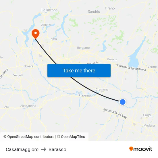 Casalmaggiore to Barasso map