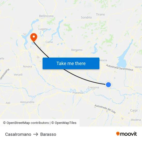 Casalromano to Barasso map