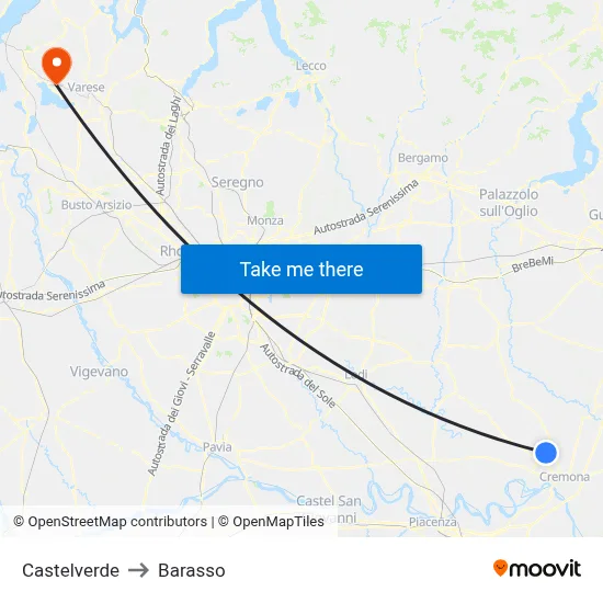 Castelverde to Barasso map
