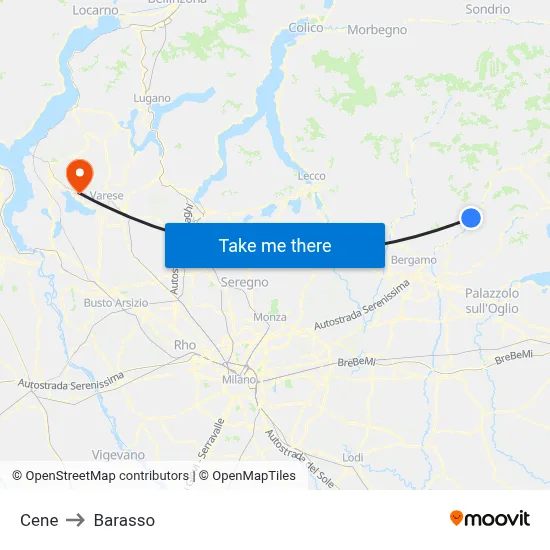 Cene to Barasso map