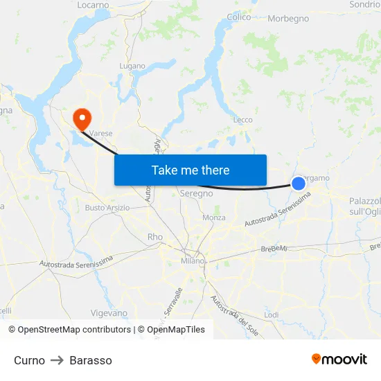 Curno to Barasso map