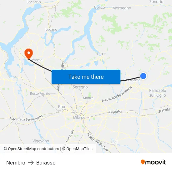 Nembro to Barasso map