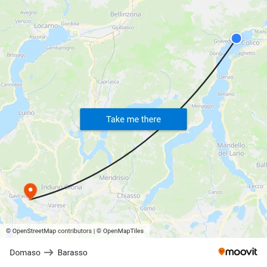 Domaso to Barasso map