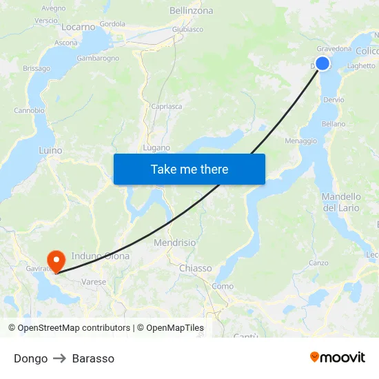 Dongo to Barasso map