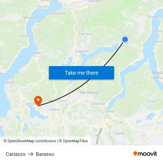 Carlazzo to Barasso map