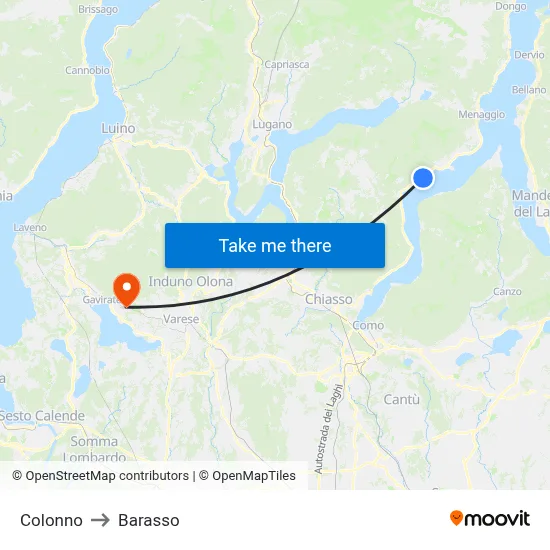Colonno to Barasso map