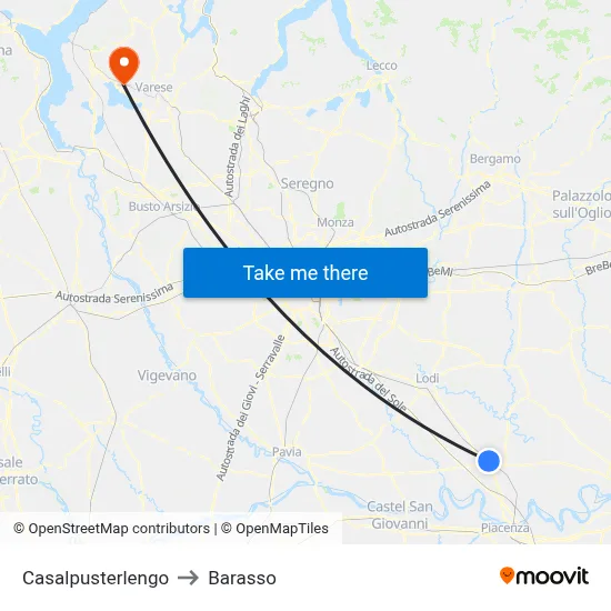 Casalpusterlengo to Barasso map