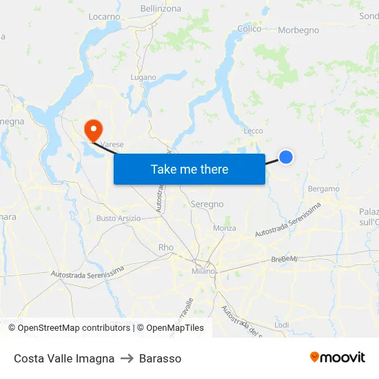 Costa Valle Imagna to Barasso map