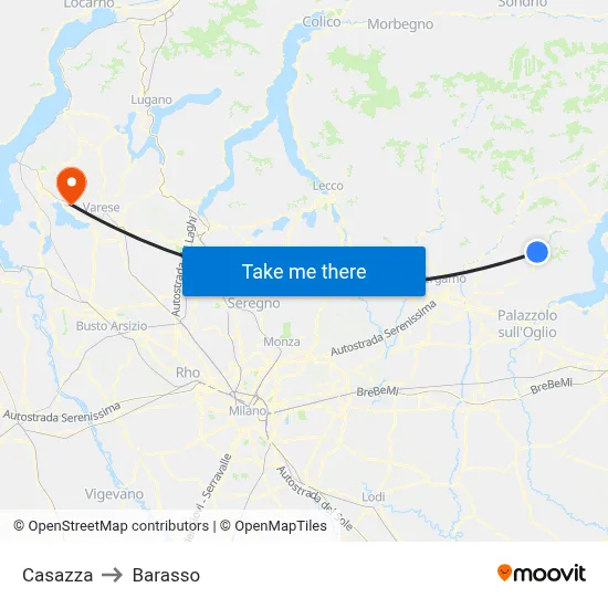 Casazza to Barasso map